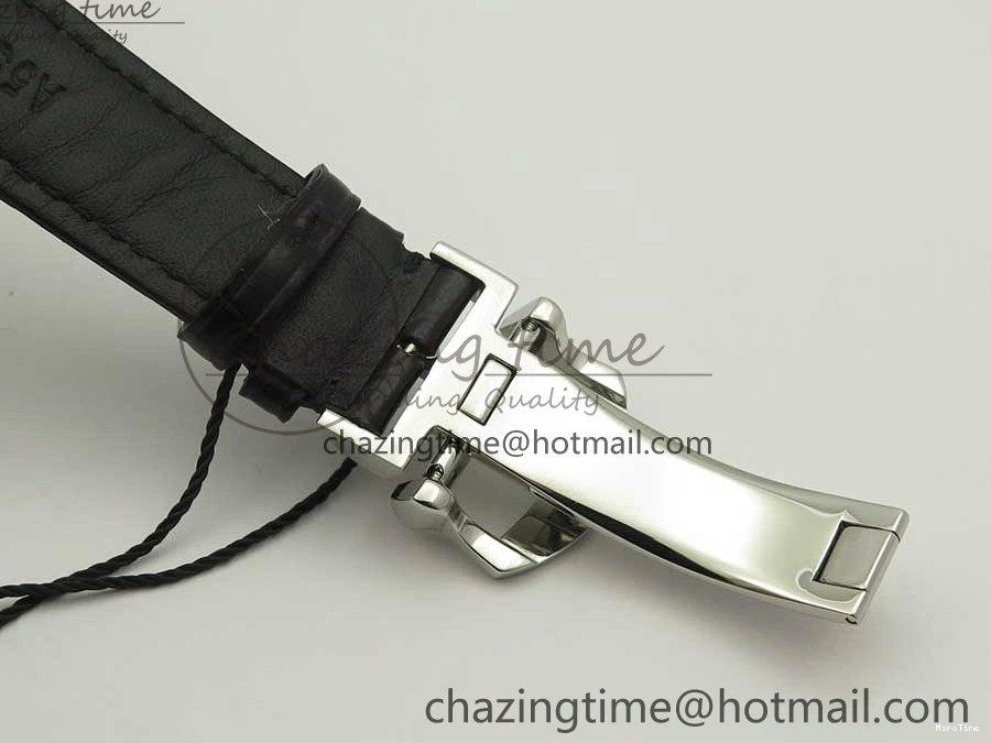 MIROTIME 0327 Snug Portofino IW391022 SS ZK 1:1 Best Edition White Dial Gold Markers On Black Leather Strap A 7130